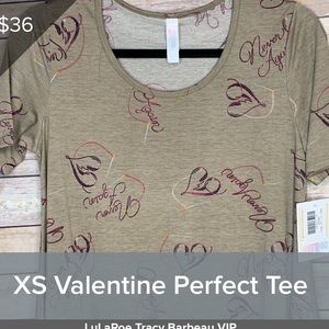 LuLaRoe Valentine Perfect T Size XS